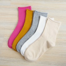 5컬레 봄 여름 계절 산후조리 여성 입을 놓다 면양말 임부 와이드 나구 얇은 삭스, 롤업 턴업 산후조리 양말
