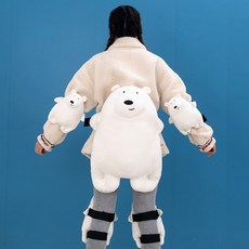 스키장엉덩이보호대 거북이 스노우보드 인형 스노 스키 무릎 팔꿈치 동물 보호대1, 한 쌍의 방수 무릎 패드, 아이스베어 어른