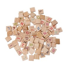 100x 나무 타일 공예 용 화려한 편지 번호 나무 알파벳 장난감, 멀티 컬러, 1개