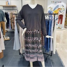 티렌 NC 티렌 V넥 니트 플리츠 원피스 세트 L203PWO703_NC