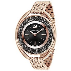 해외1491114 스와로브스키 크리스탈 Authentic 크리스탈line Oval 시계 Metal strap black 로즈골드 Ton