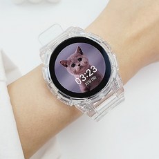 와니즈 갤럭시워치 워치4 호환 투명 일체형 스트랩, 투명 44mm