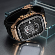  애차드밀 애플워치 메탈 케이스 일체형 스트랩 명품 케이스 럭셔리 밴드 줄질 4 5 6 7 8 9 se, 45mm(애플워치7.8.9), JE03-블랙로즈골드+(메탈1+러버1+)스트랩 