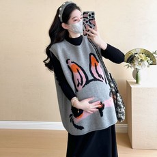 패션 여성 임산부 하객룩 원피스 겨울 임부복 원피스세트 데일리 임부복 반폴라 원피스+니트 조끼 세트 YJW