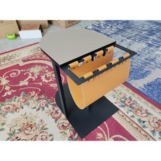 WISFOR 세라믹 매거진랙 잡지꽂이 사이드 테이블 협탁, 그레이+오렌지