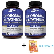 2개세트 뉴트리플레어 리포조말 리포좀 글루타치온 700mg 60베지캡+비타민C 1팩, 1개, 60개