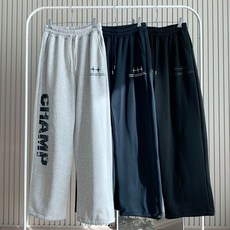 [오너클랜] 레터링 기모 바지 여자 와이드 스트링 팬츠