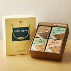 에코맘하우스 무농약 우리밀로 만든 수제 쿠키 4종 선물 세트, 4개, 135g