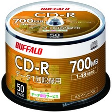 [Amazon.co.jp CD-R 700MB RO-CR07D-050PWN 한정] 버팔로 데이터용 1회 기록용 50장, 1개