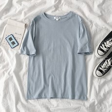 Plain O넥 여성용 티셔츠 캐주얼 루즈핏 티셔츠 반팔 티셔츠 라지 사이즈 순색 여성용 캐주얼 티셔츠 여성용 2020 여름