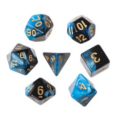 7pcs / TRPG 보드 게임 D4-D20 용 아크릴 다면체 주사위 세트 D4-D20, 블랙 블루