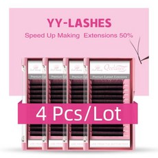 Y자형 푹신한 개별 속눈썹 연장 자연스럽고 부드러운 속눈썹 및 소모품 4PCs/로트, 02 D, 02 0.05mm, 05 14mm x4Trays, 1개