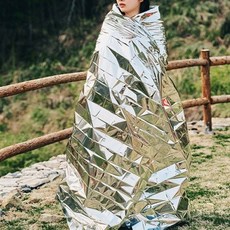 기타 체온저하 방지 야외활동 조난 비상용 응급 은박담요_WFFIFLF, 색상:실버, 1개