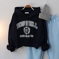 기모 긴팔 티셔츠 로즈웰 크롭 후드티