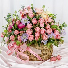 99플라워 (당일수령) 핑크빛 사랑 [ST-A1853] - 전국꽃배달서비스 장미 로즈데이 생일 생화 꽃선물 당일배송 꽃바구니