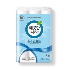깨끗한나라 순수 소프트 화장지 3겹, 30m, 30개입, 1개