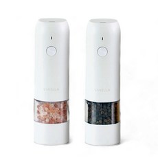 리비엘라 충전식 전동 소금 후추 그라인더, 화이트+화이트 세트, 50ml, 2개