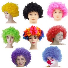 새날놀이 뽀글이가발 파마머리 뽀그리 코믹 파티 장기자랑 코스프레 아줌마 가발, 검정색