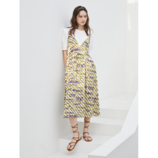 [갤러리아] 에고이스트[21여름][Blue Label] V넥 배색 프린트 볼륨슬리브 원피스[EM2OOP05]