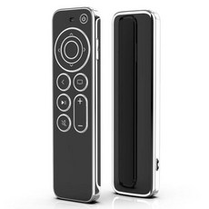 소프트 TPU 케이스 애플 TV 4k 2021 긁힘 방지 드롭 시리 리모컨 2 차 보호 투명 실버 엣지 커버 포함, 1) Black, 없음