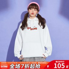 위파인더 [토끼스키 연대명] 돈사자 가을 후드 가운녀 화이트 루즈핏 한국판 학생 트렌드