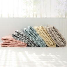 이즈베딩 깅엄체크 워싱 30수 광목 순면 미끄럼방지 사계절 침대패드 5colors SS/Q, 민트