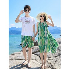커플 복장 싼야 여행 사진 휴가 해변 수영복 비치, 1개