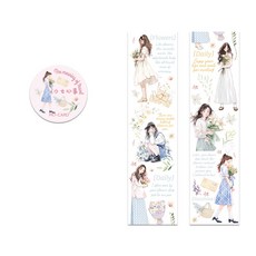 올리브파티 여행의의미 시리즈 감성 빈티지 소녀 인물 방수 디자인 마테 롤 스티커, 1개, 하트