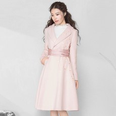 겨울 가을 여성의류 꽃자수 슬림 허리벨트 미디롱 희비