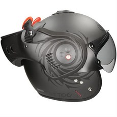 (ROOF / 루프) BOXER V8 S TATOO 복서 매트 흑연 × 블랙 풀 페이스 2WAY, 01 XL:61cm
