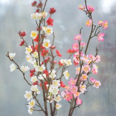 매화꽃 조화 나뭇가지 인조나무 봄꽃 홈인테리어, 레드