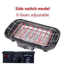 CUKYI 전기 그릴 실내 야외 바베큐 스테인레스 스틸 적외선 화력 조절 가능, [01] Side switch, 1개
