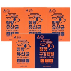  강아지 고양이 유산균 프로바이오틱스 설사 구토 변비 소화제/구강덴탈 영양제 치석제거 잇몸염증 입냄새, 침향 유산균 4개+침향 구강덴탈 1개 