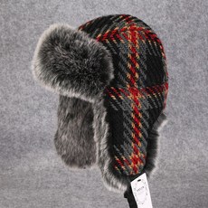 VISON 남녀 니트 귀달이 군밤 털모자 비니 방한모, L(60cm), 그레이블랙