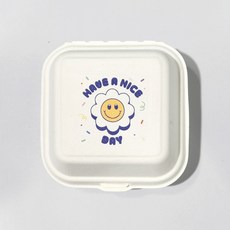 [펄프용기] drb-003sw 화이트 인쇄 햄버거용기/샌드위치 포장용기, Have a nice DAY, 10개