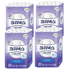 크리넥스 천연펄프 순수 3겹 소프트 롤화장지 27M, 30개입, 4개