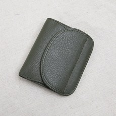 레트로 가죽 슬림 미니 동전 투포켓지퍼지갑 그린