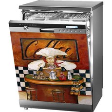 Chef Coffee Kitchen Décor Magnetic Dishwasher Cover Reusable Decal for Front Panel Decorative Dis, 1개
