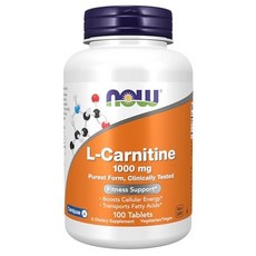 NOW Supplements L-Carnitine 1 000 mg Purest Form NOW 보충제 L-카르니틴 1 000mg 가장 순수한 형태 아미노산 피트니스 지원, 100정, 1개