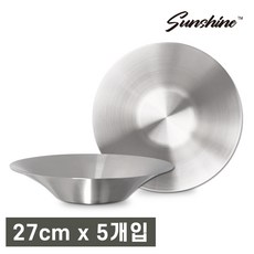 썬샤인 스텐 원형 파스타볼 & 샐러드볼 접시 플레이트 그릇, 원형27cm 5개(선물박스), 5개
