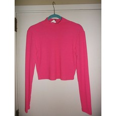 DIVIDED By H&M HOT PINK CROPPED Short L/S turtleneck knit top SZ M