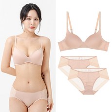 비너스 노와이어 A B C컵 쿨 메쉬 브라 팬티 세트 1+2P