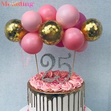 반짝이 다이아몬드 박힌 번호 케이크 토퍼 베이비 샤워 생일 파티 장식 색종이 풍선 토퍼 웨딩 케이크 장식