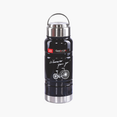 홍쇼핑 자전거 보온병 550ml 스텐 물통, 블랙, 1개