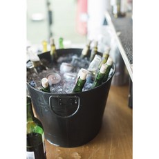 아이스바스켓 쿨러 유리 스탠드 아데리아 얼음통 칠링 그레이 바스켓 샴페인 아이스 칠러, 블랙 아이스버킷, 철, 크다, 1개