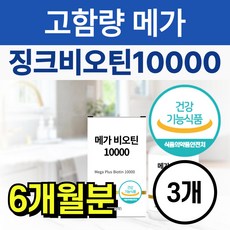 고함량 메가 징크 비오틴 10000 아연 맥주효모 비타민B 비타민C 엽산 영양제, 3개, 60정