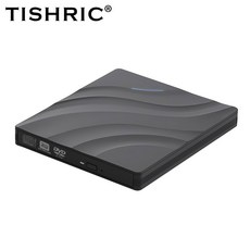 TISHRIC 외장 광학 드라이브 CD DVD 버너 플레이어 드라이브 없는 노트북 노트북용 USB 외장 CD 리더, Black, 1) Black - cdplayer