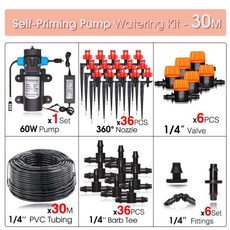 정원 90/180/360 굴절 노즐 분무 급수 키트 60W 자체 프라이밍 펌프 농업용 드립 관개 장비, 07 Ax30M-360 Dee, [01] Ax30M-360 Degree - ax디그리