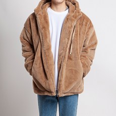 스타일에스 남자 여자 오버핏 밍크 고급 양털 후드 집업 후리스 겨울 자켓