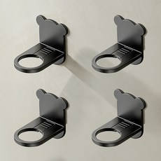 리빙공감 베어 무타공 벽걸이 디스펜서 홀더 거치대 4개 1세트, 블랙, 1개